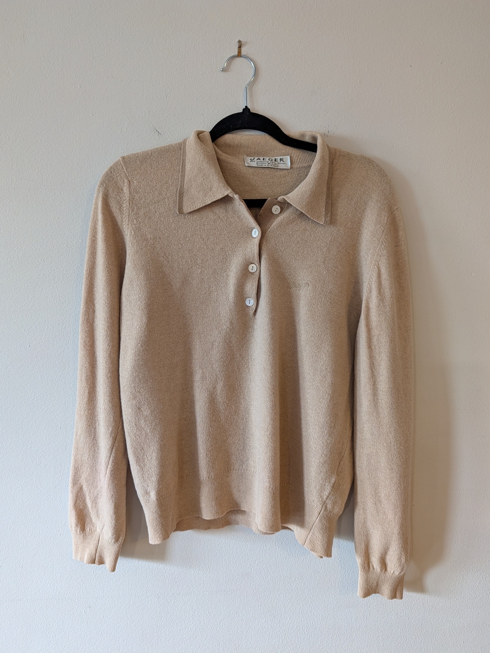 Vintage (70s/80s) Wool Collared Unisex V-Neck Button Polo Sweater